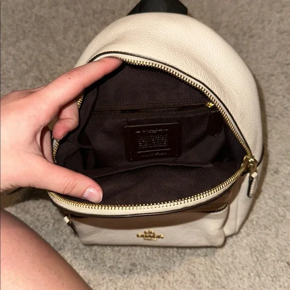Coach Mini Charlie Backpack Cream Pebble Leather - Picture 4 of 5
